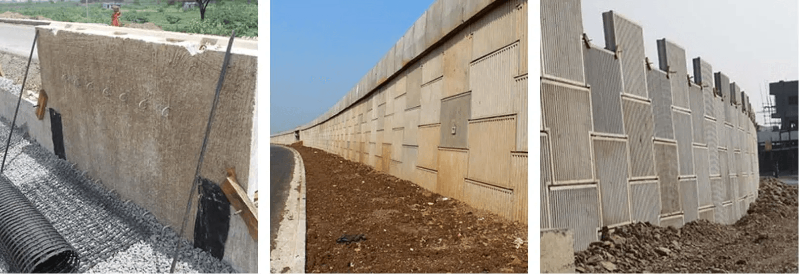 Reinforced soil wall using StrataGrid® uniaxial geogrid and StrataWall® EC for constructing flyover walls on Pune- Solapur Highway